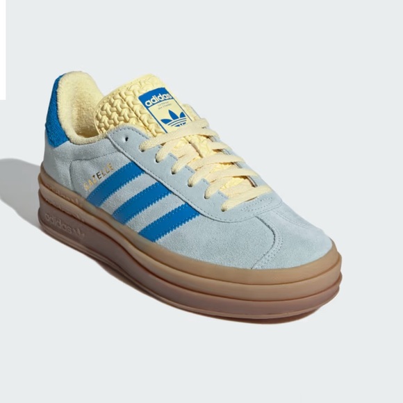 NWT Adidas Gazelle Bold Almost Blue/Bright Blue/Almost Yellow Size W7 - Picture 4 of 15